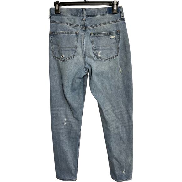 American Eagle Mom Ripped Jeans Womens Size 2 Blue Medium Wash Denim High Rise - Picture 2 of 6